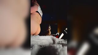 BigTittyGothEgg's solo ride with a dildo cowgirl in POV