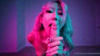 Petite Asian Aeries Steele Devours Cock In Neon Lights