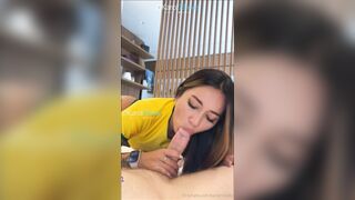 Busty Karol Rosado in Yellow Brazil Shirt Fucks Hard