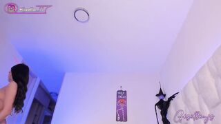 Busty Giselle_js in Pink Thong Spreads Her Tight Pussy